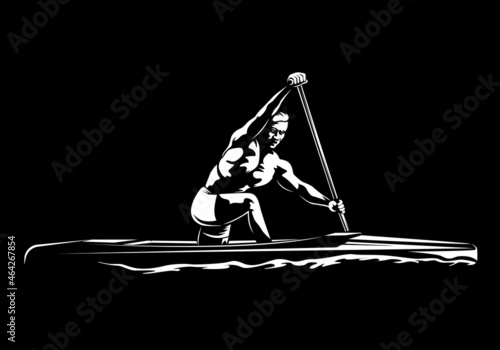 Rower sportsman. Rowing background. Healthy exercise concept. Vector design. Rowerboat with  rower.