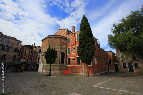 Campo San Polo square in historic area of Venice city . The Campo San Polo is the largest campo in Venice, the second largest Venetian public square photo