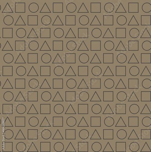 Circle, triangle and square, abstract geometric seamless pattern. Name card, business card and invitation card background. Line art, simple shape, game concept