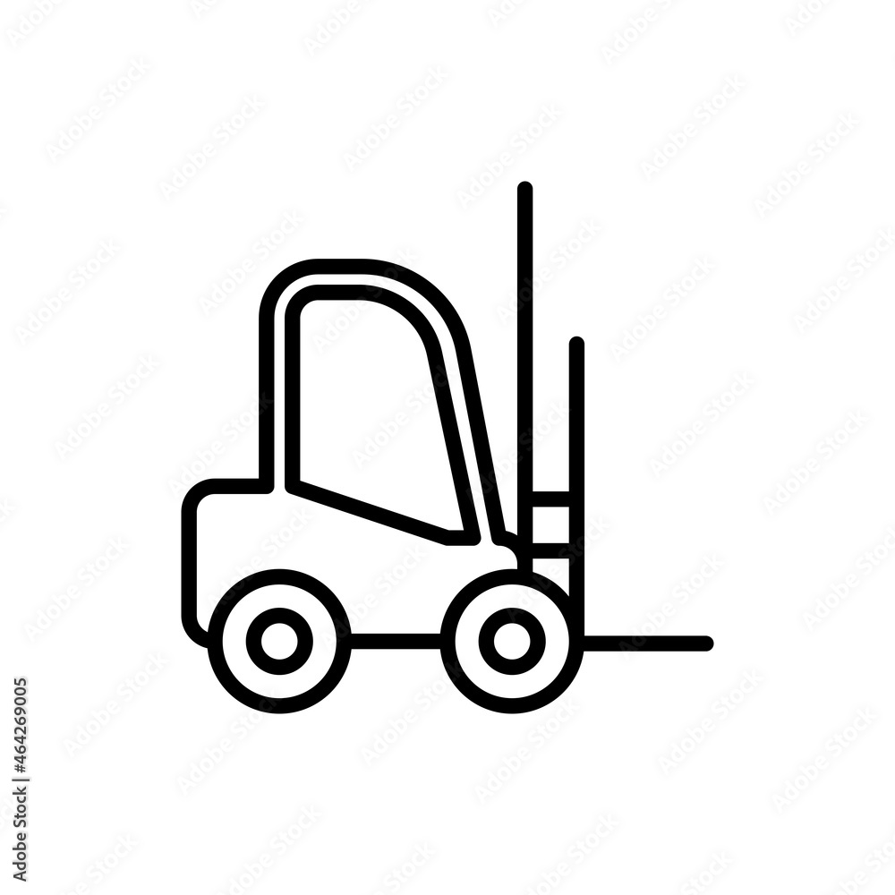 Forklift loader thin line icon. Equipment for transportation. Modern vector illustration.
