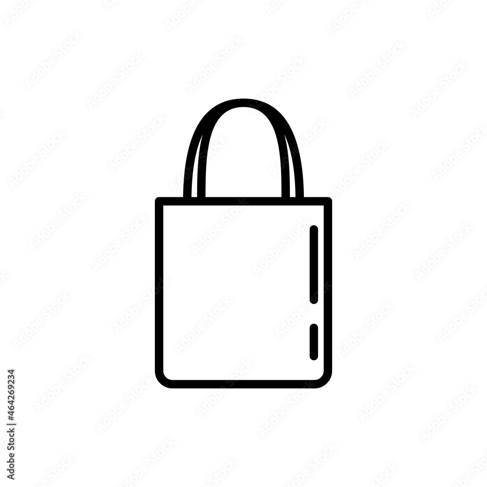 Ecobag thin line icon. Tote bag. Promotional product. Modern vector illustration of cloth shopping bag.
