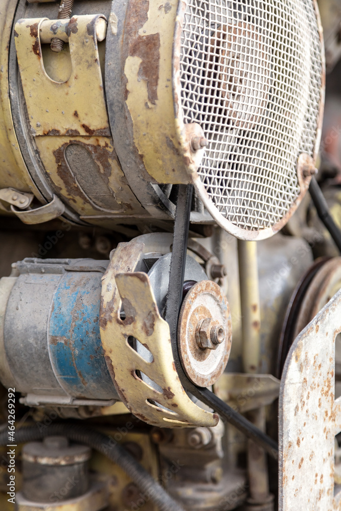Details of a disassembled engine in a truck Details of a disassembled engine in a truck