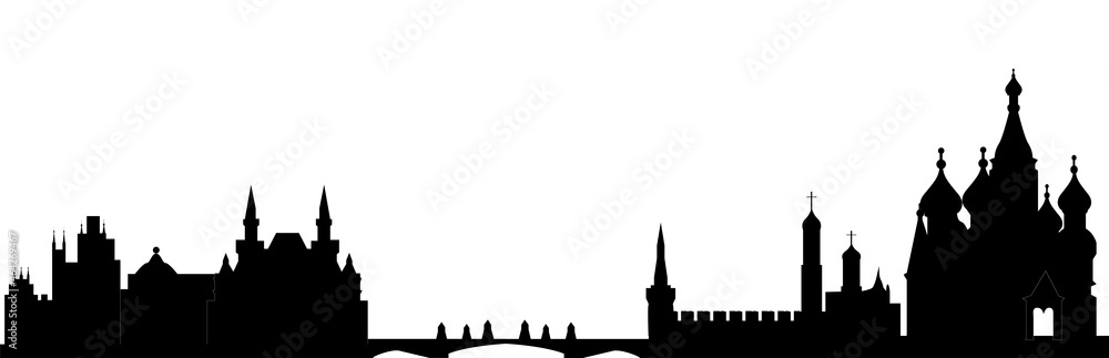 Fototapeta premium moskou city skyline in black and white