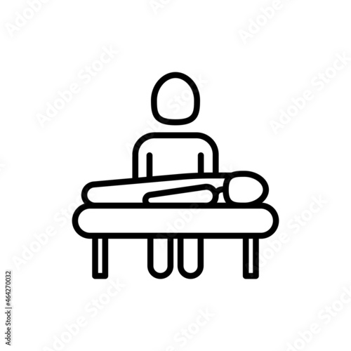 Massage thin line icon. Rehabilitation, relaxation, physiotherapy, osteopathy. Modern vector illustration.