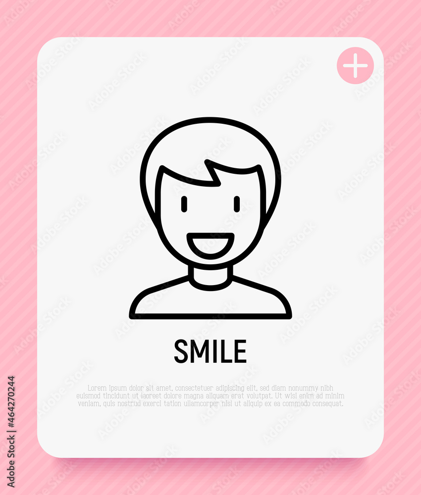 Smiling man thin line icon. Modern vector illustration. Smiling man thin line icon. Modern vector illustration.