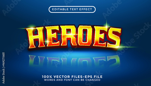 heroes adventure text. editable text effect with 3d style premium vectors