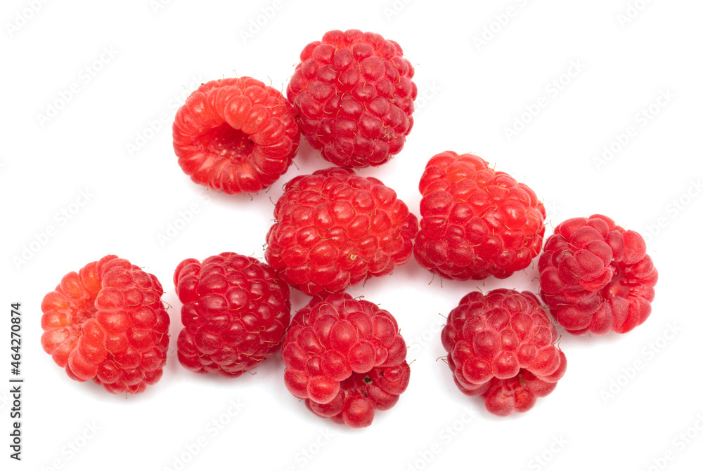 Red raspberries on a white background. Red raspberries on a white background.
