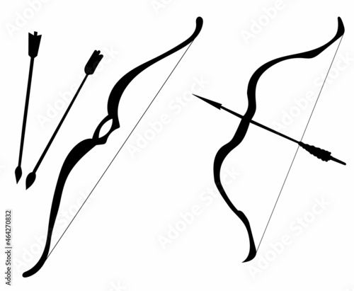 bow and arrow silhouette vector, isolated