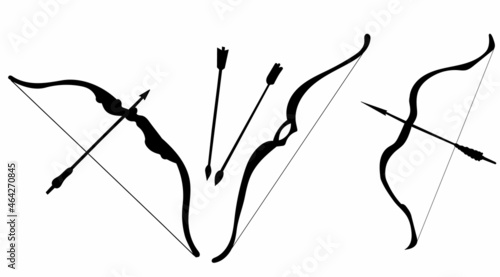 bow and arrow silhouette vector, isolated, on white background