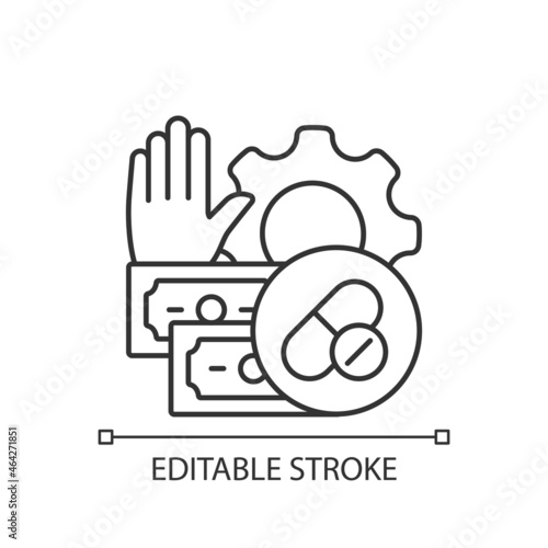 Feasibility studies linear icon. Conducting clinical trials. Investigating researches viability. Thin line customizable illustration. Contour symbol. Vector isolated outline drawing. Editable stroke
