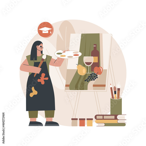 Art studio abstract concept vector illustration. Painting lesson for adults and children, open fine art class, modern gallery, pottery workshop, creative space, drawing studio abstract metaphor.