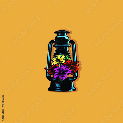 mountain lamp with tropical flower