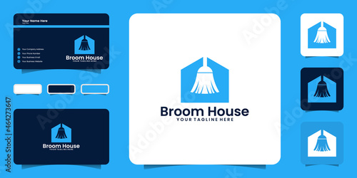Broom house logo design inspiration, clean house and business card inspiration