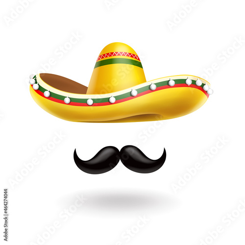 Sombrero hat and mustache . Cinco de Mayo mexican celebration vector icon illustration photo