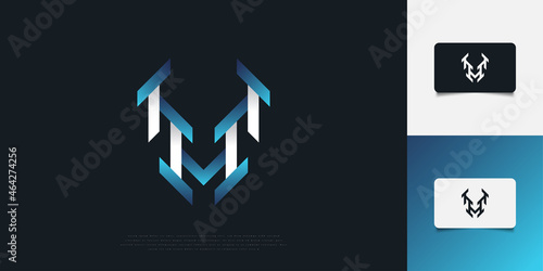 Modern and Abstract Letter H Logo Design in Blue and White Gradient. H Monogram Logo Design Template. Graphic Alphabet Symbol for Corporate Business Identity