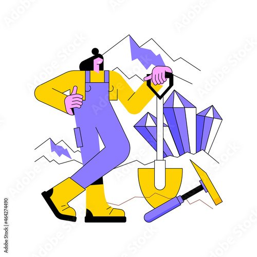 Geology abstract concept vector illustration. Applied Earth science, physical rocks study, geology for children, minerals research, landscape formation, soil exploration abstract metaphor.