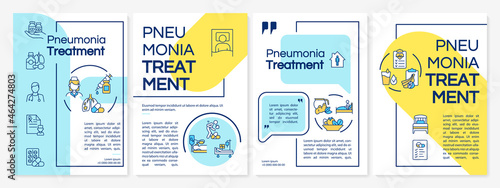 Pneumonia cure brochure template. Prescribing antibiotics, drugs. Flyer, booklet, leaflet print, cover design with linear icons. Vector layouts for presentation, annual reports, advertisement pages