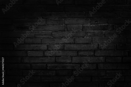 Black grey brick wall texture with vintage style pattern for background and design art work.