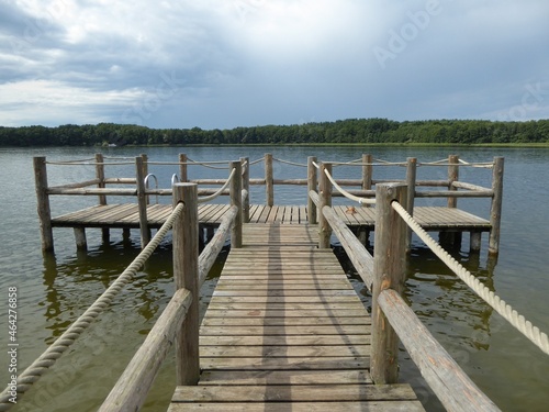 Fototapeta Naklejka Na Ścianę i Meble -  Bathing jetty at Mirow Lake near Granzow, Mecklenburg-Western Pomerania, Germany