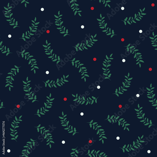 Seamless Christmas pattern with pine branches.