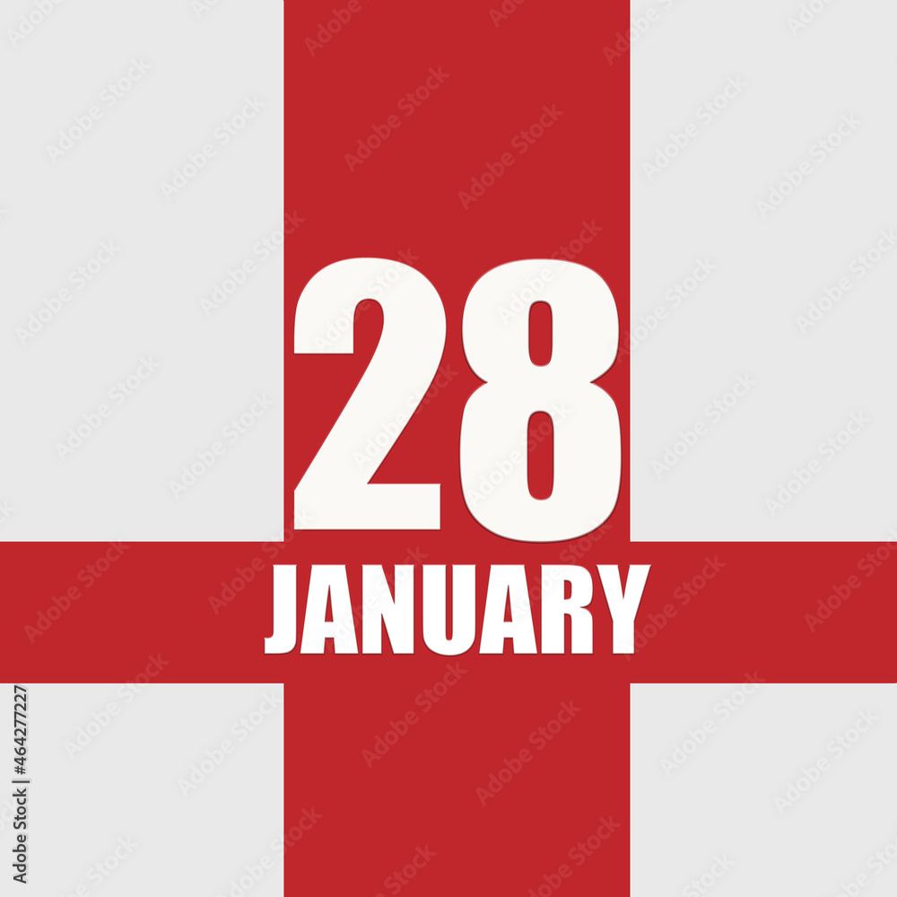 january 28. 28th day of month, calendar date.White numbers and text on red intersecting stripes. Concept of day of year, time planner, winter month. january 28. 28th day of month, calendar date.White numbers and text on red intersecting stripes. Concept of day of year, time planner, winter month.