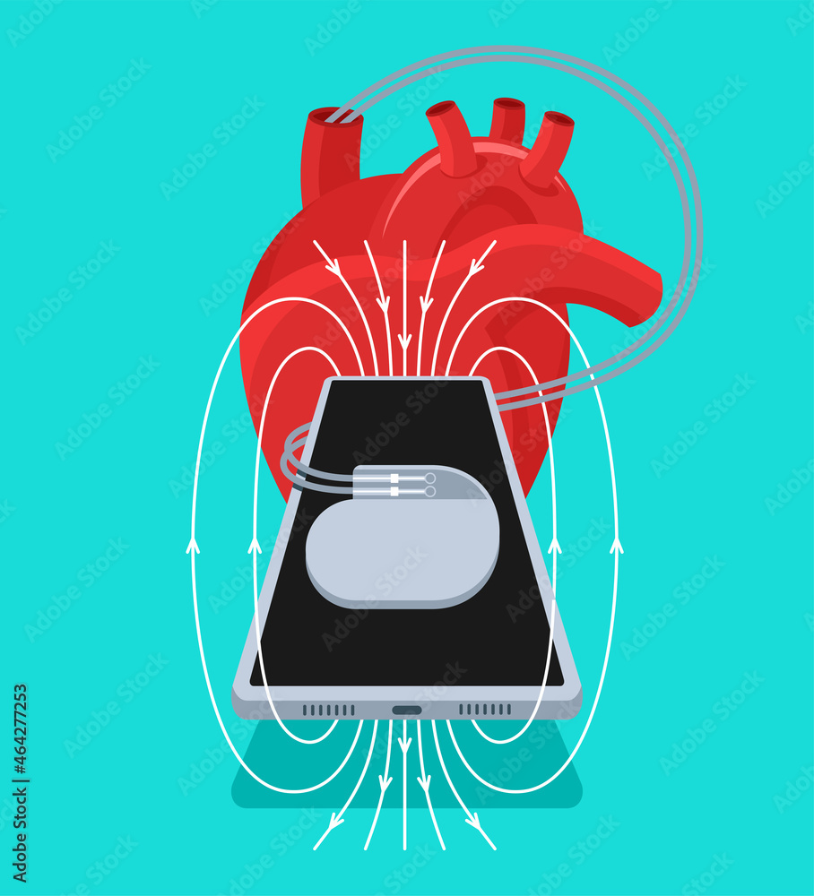 Modern phones can potentially torn off pacemakers - obrazy, fototapety, plakaty 