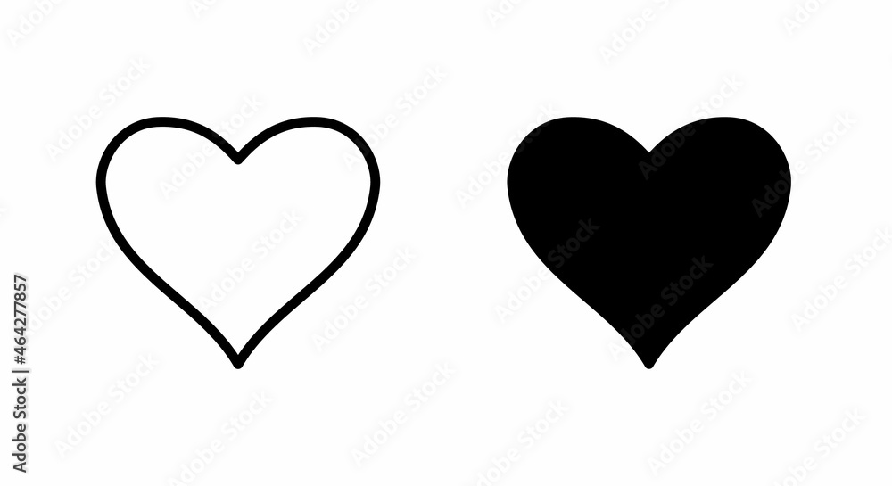 Heart Icon set. Love Like icons. Valentine's Day sign, emblem isolated on white background Editable and Flat style symbol for graphic and web design, logo