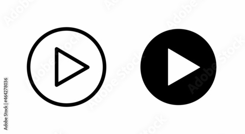 Play button icon in trendy flat style isolated on grey background. Play symbol for your web site design, logo