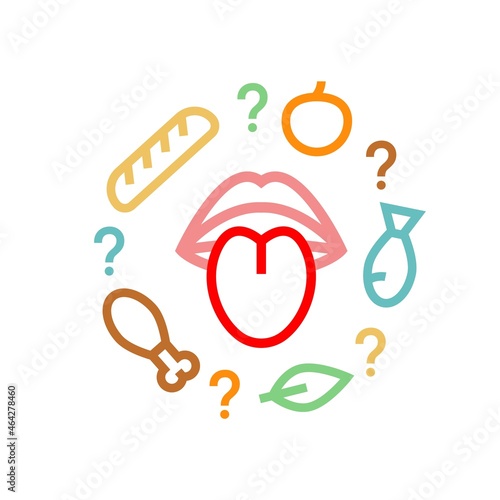 Taste loss icon, sign. Insipidity. Long-term covid effects.