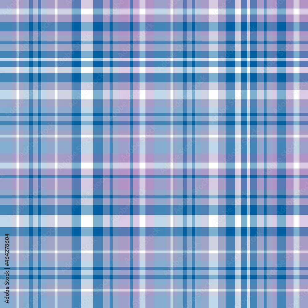 Seamless pattern in stylish blue, light violet and white colors for plaid, fabric, textile, clothes, tablecloth and other things. Vector image.