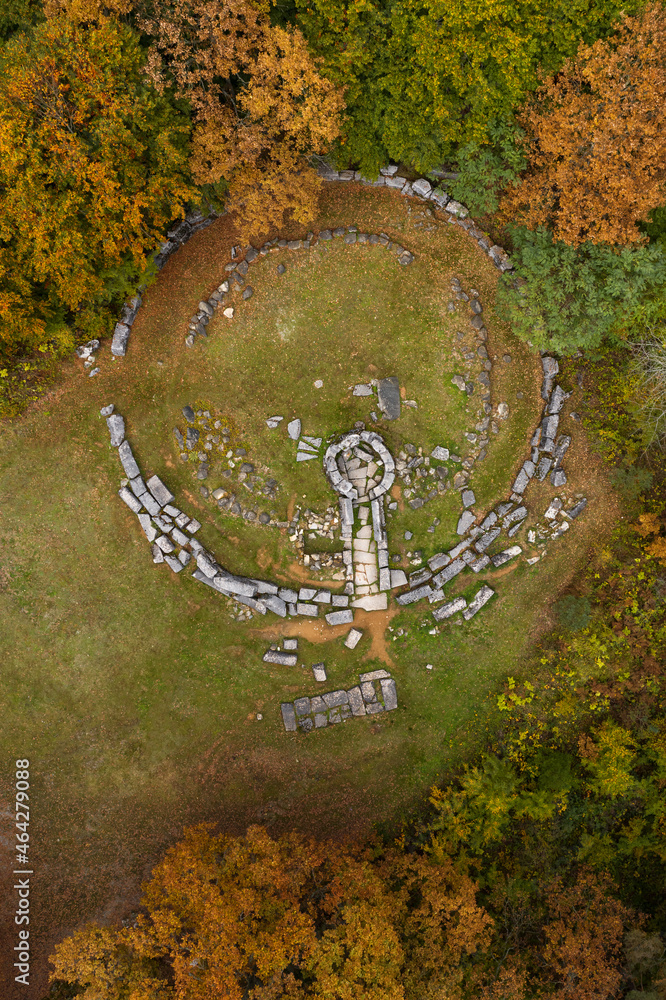 Aerial view to mound necropolis in Mishkova niva locality in Strandja mountain