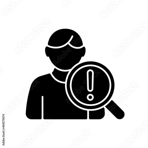Studying risk factors black glyph icon. Experimental trial. Human volunteers participation. Mortality risk. Testing medications. Silhouette symbol on white space. Vector isolated illustration