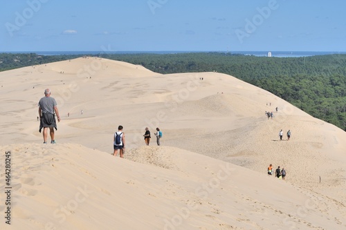 People visiting the famous  dune du pilat  in Gironde - France