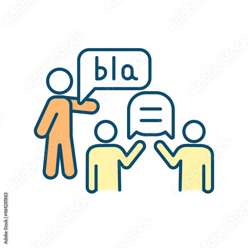Chronic interrupter RGB color icon. Interrupting other people conversation. Disrespectful behavior. Negatively affecting relationships. Isolated vector illustration. Simple filled line drawing