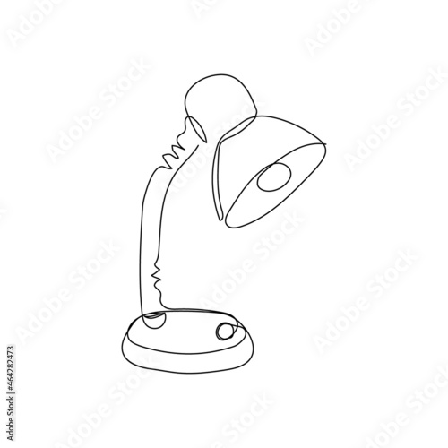 Bedside lamp, reading lamp continuous line drawing. One line art of home appliance, lamp, illuminator, light bulb, lighting. photo