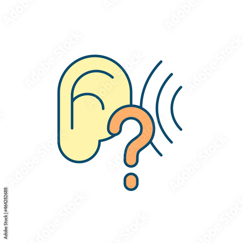Being bad listener RGB color icon. Pseudo-listening. Auditory distractions. Unintentionally ignoring conversations. Cognitive limits. Isolated vector illustration. Simple filled line drawing