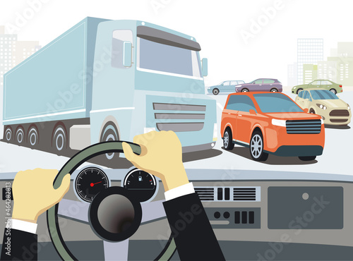 Auto auf der Strassenkreuzung, Illustration