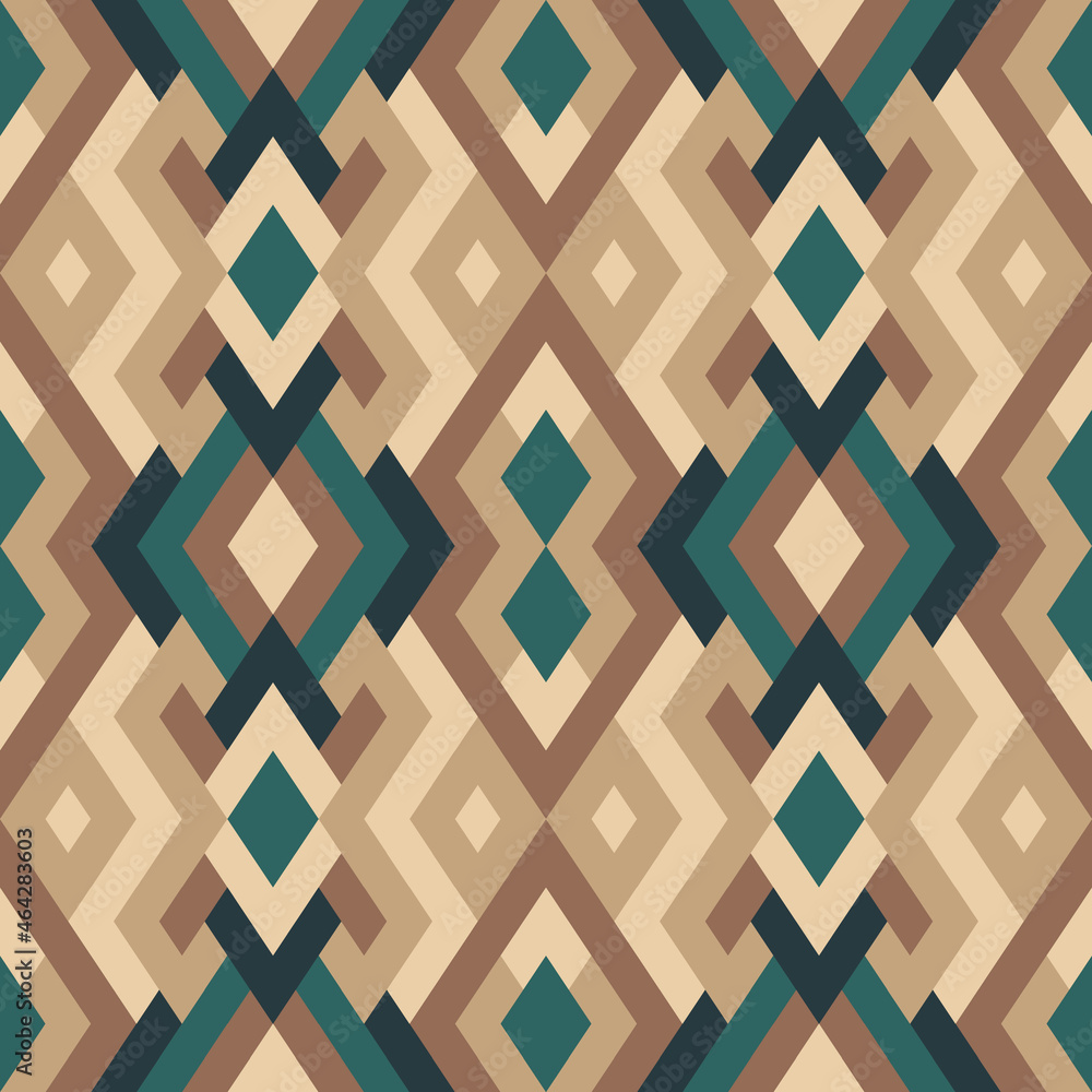 Mosaic seamless texture. Abstract rustic pattern. Vector geometric background of triangles in brown and green colors Mosaic seamless texture. Abstract rustic pattern. Vector geometric background of triangles in brown and green colors