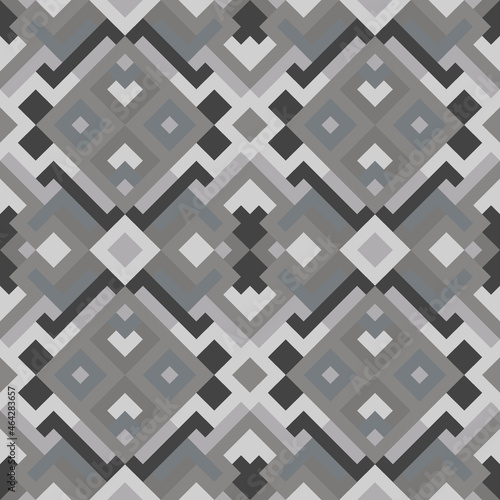 Mosaic seamless texture. Abstract pattern. Vector geometric background of triangles in gray color