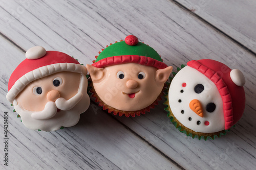 Three delicious christmas cupcakes