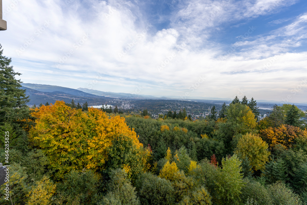 Scenic Fall view across a cloudy Fraser Valley with mountains in silhouette on horizon. Scenic Fall view across a cloudy Fraser Valley with mountains in silhouette on horizon.