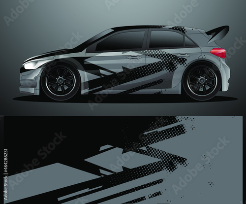 Rally car decal graphic wrap vector, abstract background