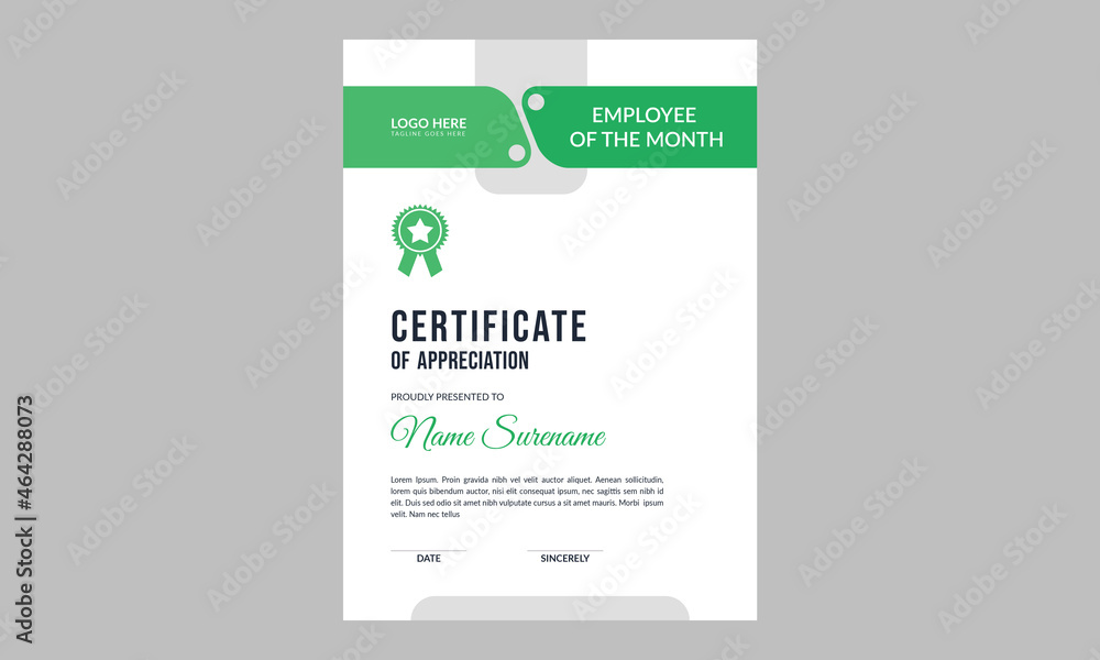 Certificate Layout with Stylish and Green Elements