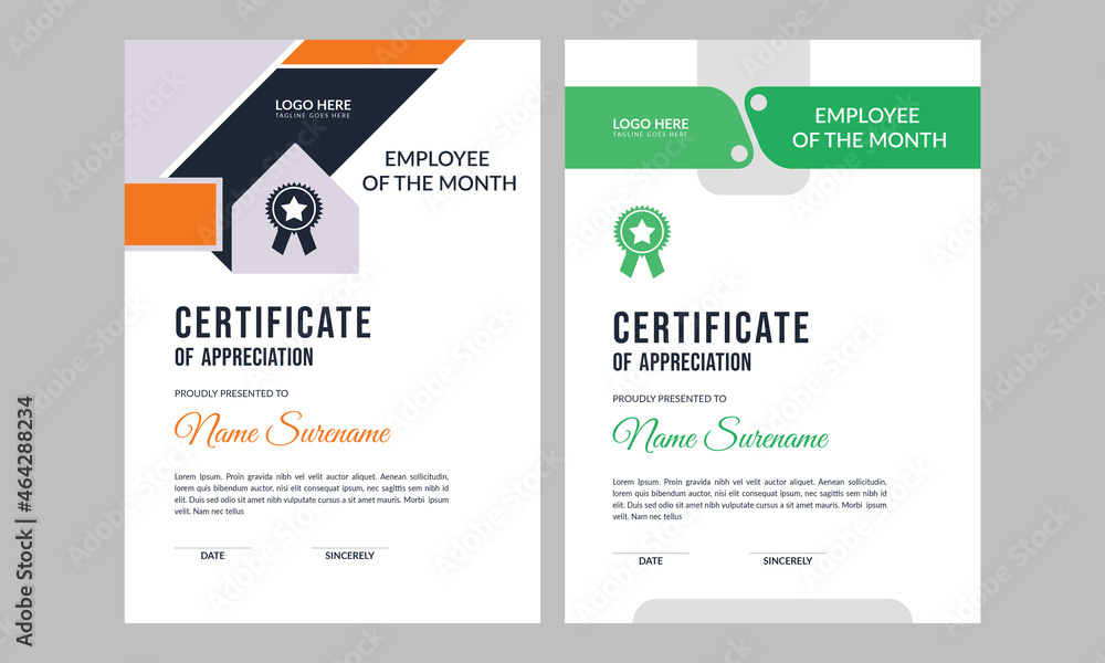 Certificate template with orange and green Certificate template with orange and green