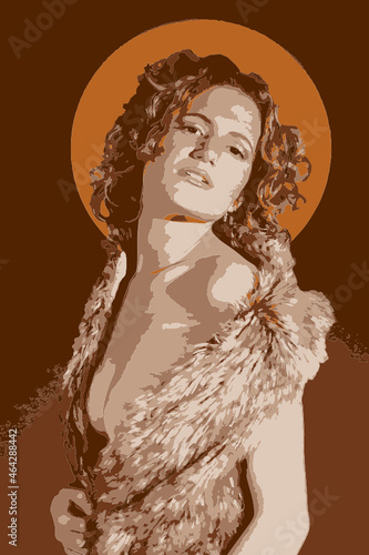Sexy portrait of a woman resembling a virginal religious tableaux
