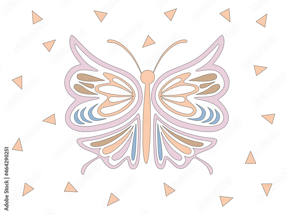 Collection of butterflies in pastel tones designed in doodle style for posters, cards, printed fabrics, t-shirts, fashions, mugs, backgrounds, templates, pillow patterns, bag patterns, and more Collection of butterflies in pastel tones designed in doodle style for posters, cards, printed fabrics, t-shirts, fashions, mugs, backgrounds, templates, pillow patterns, bag patterns, and more