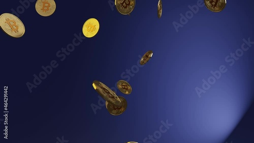 bitcoin btc golden coin are falling down slow 3d