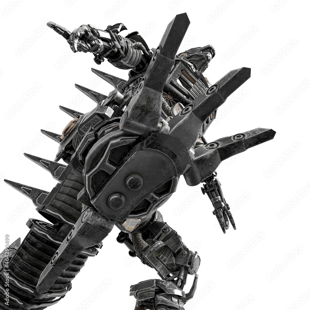 cyberpunk dinosaur bot is stepping and smashing cyberpunk dinosaur bot is stepping and smashing