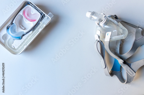 CPAP mask against obstructive sleep apnea helps patients respirator mask headgear clip for nose and throat breathing medication with cpap machine against snoring and sleep disorder to breath easier