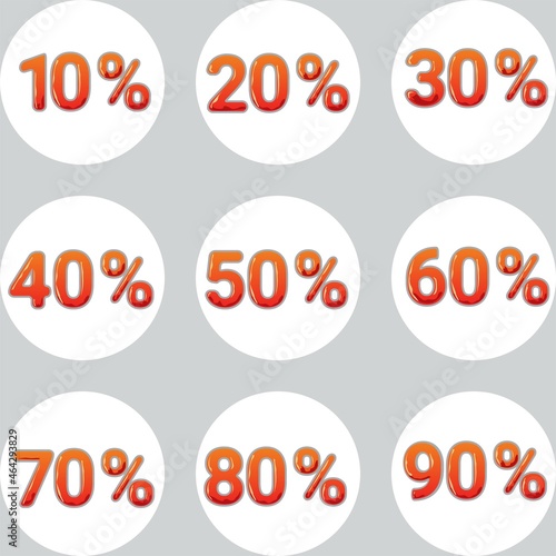 Set of round sale labels with numbers and percent.